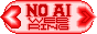 a pink rounded rectangle with soft red borders. in the centre is the text NO AI / WEB / RING and to either side are two hearts, changing colour from white to red to pink
